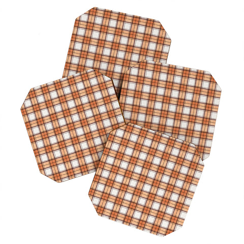 Ninola Design Rustic Geometric Checks Rust Coaster Set