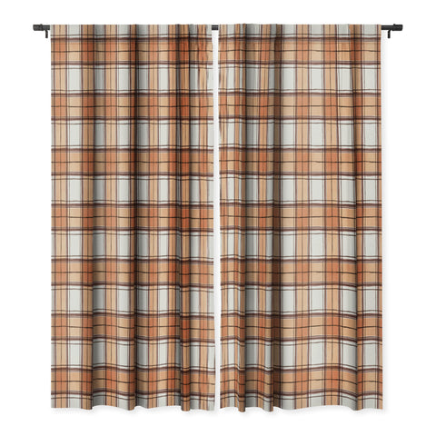 Ninola Design Rustic Geometric Checks Rust Blackout Window Curtain