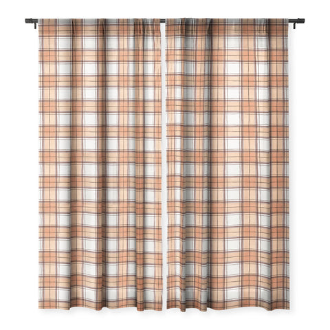 Ninola Design Rustic Geometric Checks Rust Sheer Non Repeat
