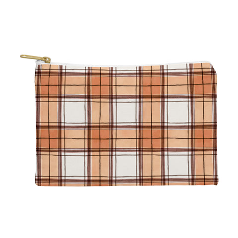 Ninola Design Rustic Geometric Checks Rust Pouch