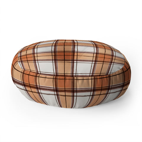 Ninola Design Rustic Geometric Checks Rust Floor Pillow Round