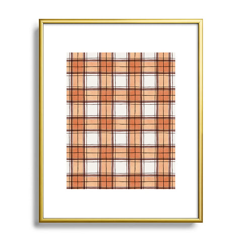 Ninola Design Rustic Geometric Checks Rust Metal Framed Art Print