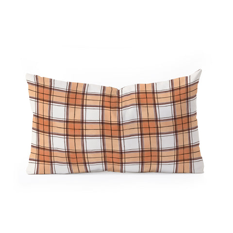 Ninola Design Rustic Geometric Checks Rust Oblong Throw Pillow