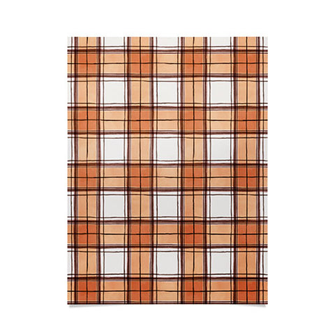 Ninola Design Rustic Geometric Checks Rust Poster