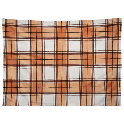 Ninola Design Rustic Geometric Checks Rust Tapestry