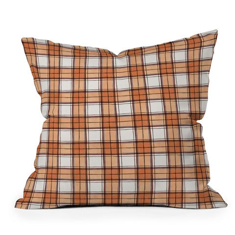 Ninola Design Rustic Geometric Checks Rust Throw Pillow