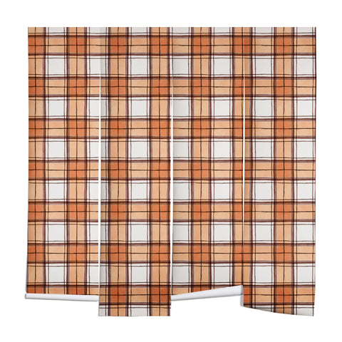 Ninola Design Rustic Geometric Checks Rust Wall Mural