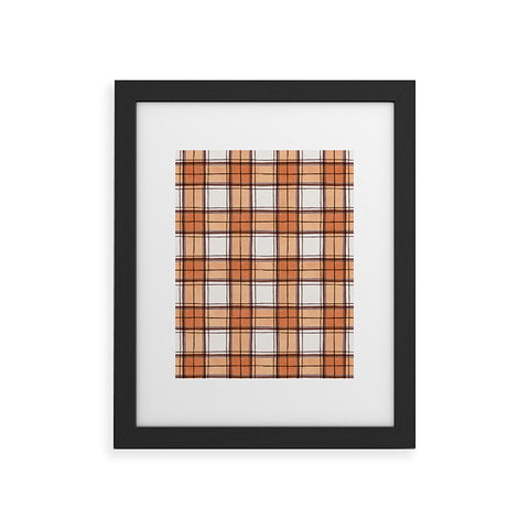 Ninola Design Rustic Geometric Checks Rust Framed Art Print