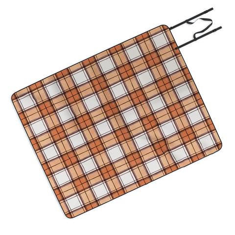 Ninola Design Rustic Geometric Checks Rust Picnic Blanket