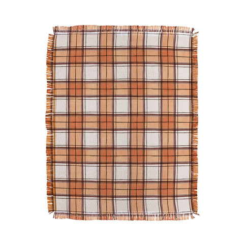 Ninola Design Rustic Geometric Checks Rust Throw Blanket