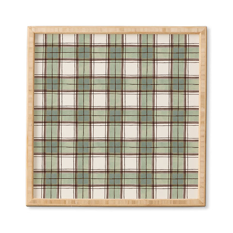 Ninola Design Rustic Geometric Checks Sage Green Framed Wall Art havenly