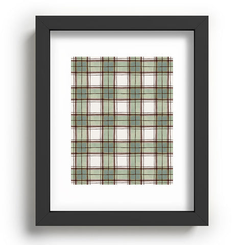 Ninola Design Rustic Geometric Checks Sage Green Recessed Framing Rectangle