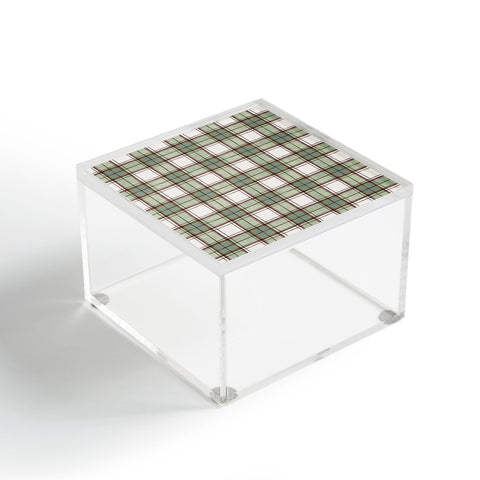 Ninola Design Rustic Geometric Checks Sage Green Acrylic Box