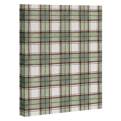 Ninola Design Rustic Geometric Checks Sage Green Art Canvas