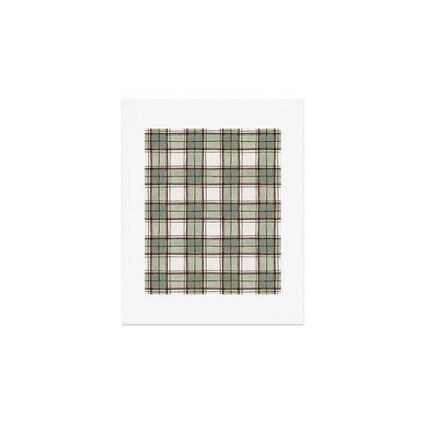 Ninola Design Rustic Geometric Checks Sage Green Art Print