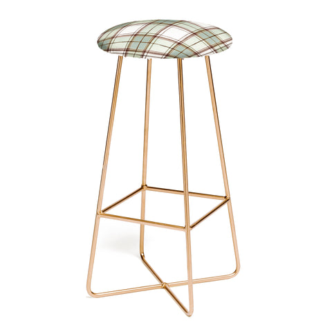 Ninola Design Rustic Geometric Checks Sage Green Bar Stool