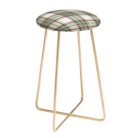 Ninola Design Rustic Geometric Checks Sage Green Counter Stool