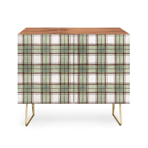 Ninola Design Rustic Geometric Checks Sage Green Credenza