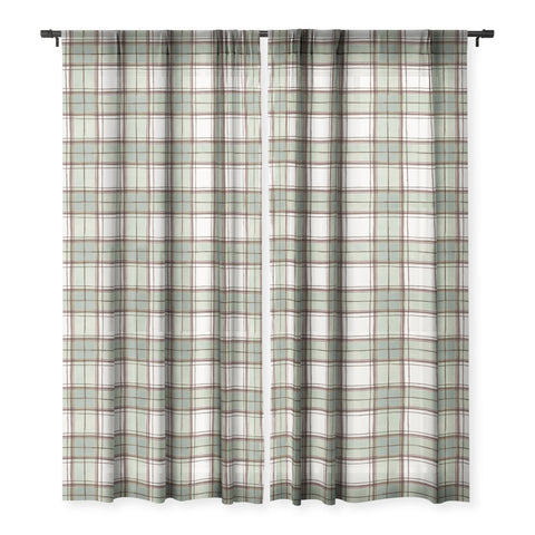 Ninola Design Rustic Geometric Checks Sage Green Sheer Non Repeat