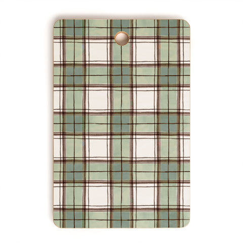 Ninola Design Rustic Geometric Checks Sage Green Cutting Board Rectangle