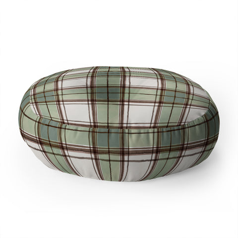 Ninola Design Rustic Geometric Checks Sage Green Floor Pillow Round