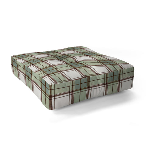 Ninola Design Rustic Geometric Checks Sage Green Floor Pillow Square