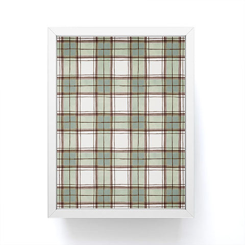 Ninola Design Rustic Geometric Checks Sage Green Framed Mini Art Print