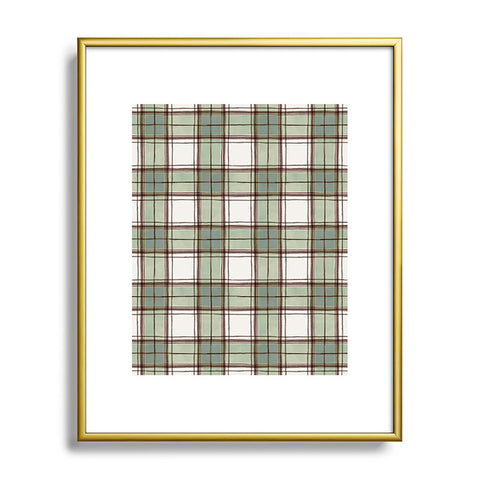 Ninola Design Rustic Geometric Checks Sage Green Metal Framed Art Print