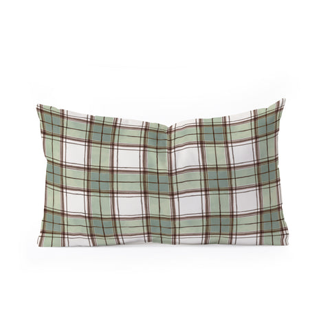 Ninola Design Rustic Geometric Checks Sage Green Oblong Throw Pillow