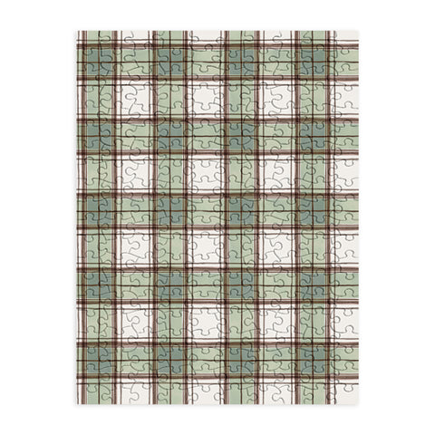 Ninola Design Rustic Geometric Checks Sage Green Puzzle