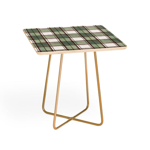 Ninola Design Rustic Geometric Checks Sage Green Side Table