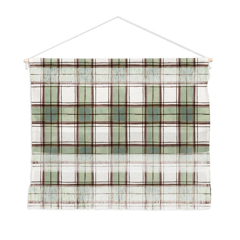 Ninola Design Rustic Geometric Checks Sage Green Wall Hanging Landscape