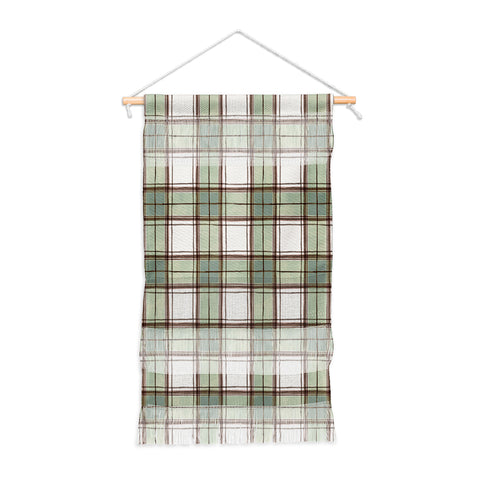 Ninola Design Rustic Geometric Checks Sage Green Wall Hanging Portrait