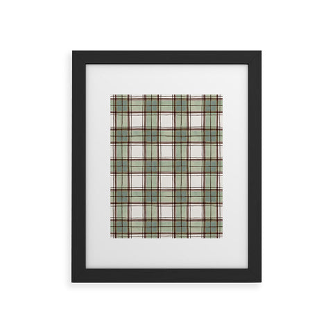 Ninola Design Rustic Geometric Checks Sage Green Framed Art Print