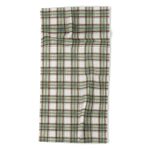 Ninola Design Rustic Geometric Checks Sage Green Beach Towel