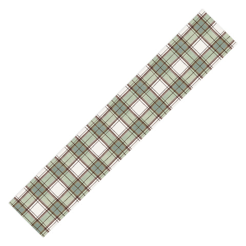 Ninola Design Rustic Geometric Checks Sage Green Table Runner