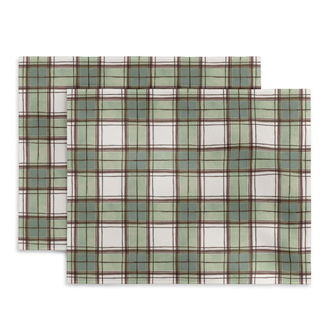 Ninola Design Rustic Geometric Checks Sage Green Placemat