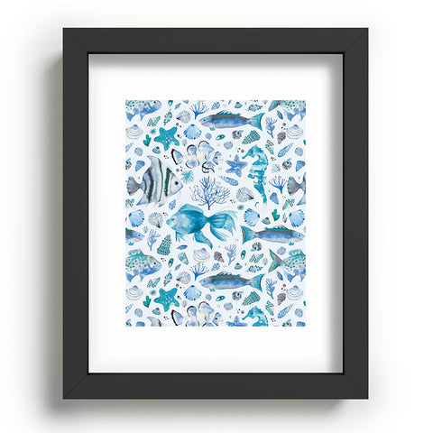 Ninola Design Sea Fishes Shells Aqua Recessed Framing Rectangle