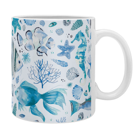 Ninola Design Sea Fishes Shells Aqua Coffee Mug