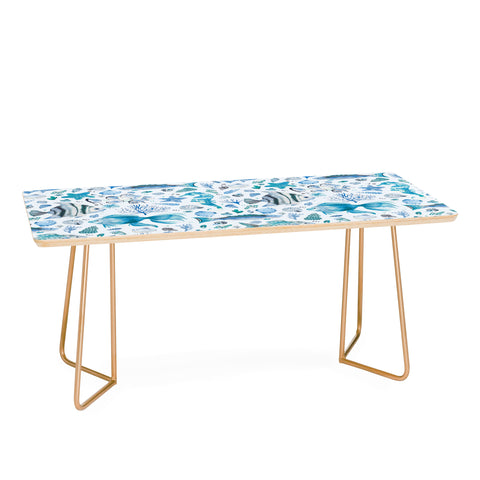 Ninola Design Sea Fishes Shells Aqua Coffee Table