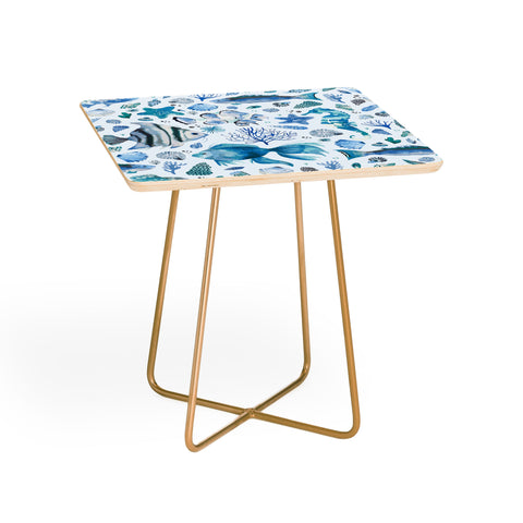 Ninola Design Sea Fishes Shells Aqua Side Table