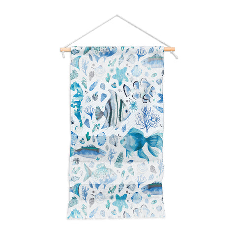 Ninola Design Sea Fishes Shells Aqua Wall Hanging Portrait