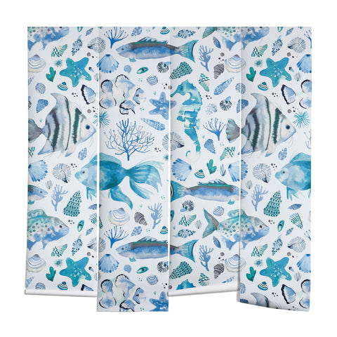 Ninola Design Sea Fishes Shells Aqua Wall Mural