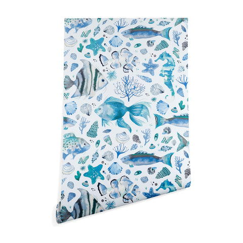 Ninola Design Sea Fishes Shells Aqua Wallpaper