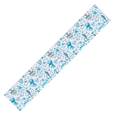 Ninola Design Sea Fishes Shells Aqua Table Runner