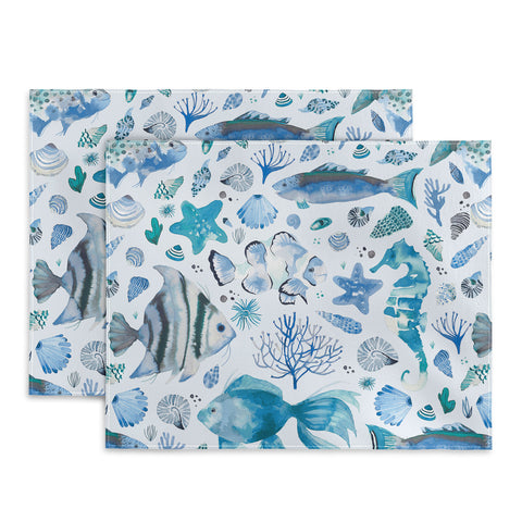 Ninola Design Sea Fishes Shells Aqua Placemat