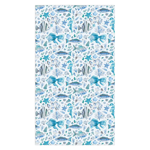 Ninola Design Sea Fishes Shells Aqua Tablecloth