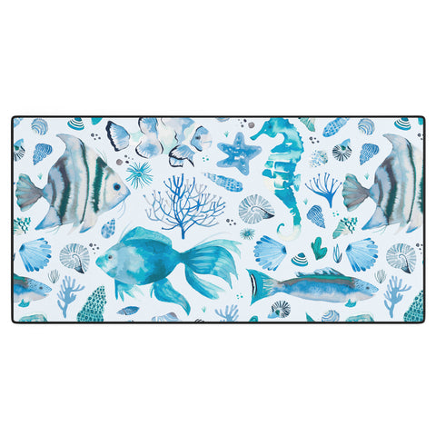 Ninola Design Sea Fishes Shells Aqua Desk Mat