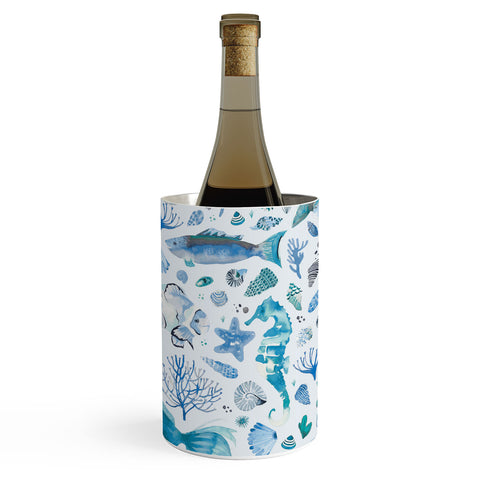 Ninola Design Sea Fishes Shells Aqua Wine Chiller