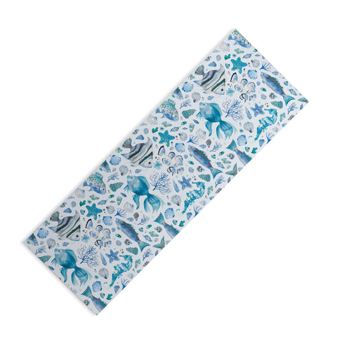 Ninola Design Sea Fishes Shells Aqua Yoga Mat